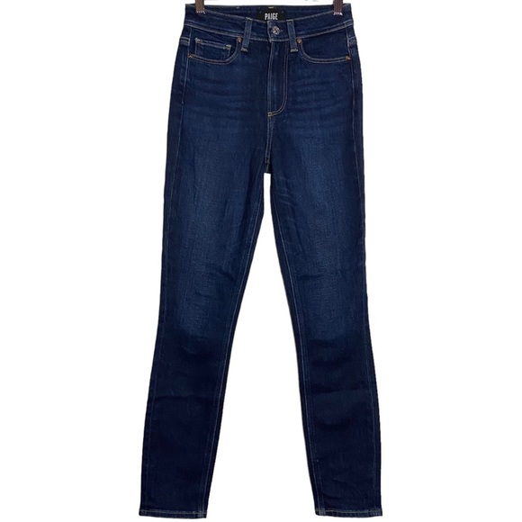 Paige Margot Skinny Jeans Denim High Rise Skinny Leg Dark Blue Wash 24 - Picture 2 of 16
